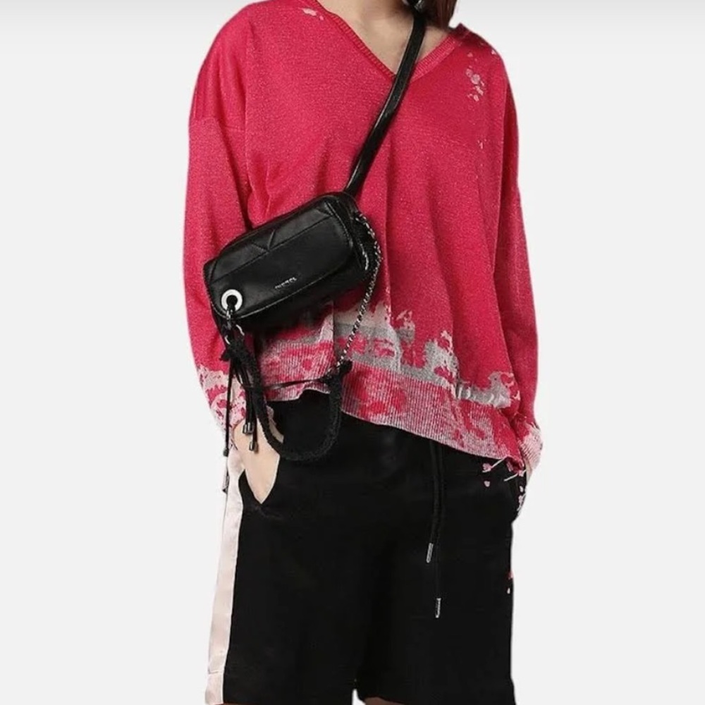 Diesel lurex tie dye spots V neck Pink Knitwear sweater size XS